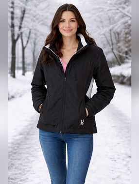 Spyder Black/White Outdoor Jacket Lots of Pockets Size 6